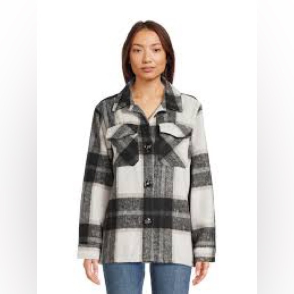 Jason Maxwell black and white plaid shacket size medium